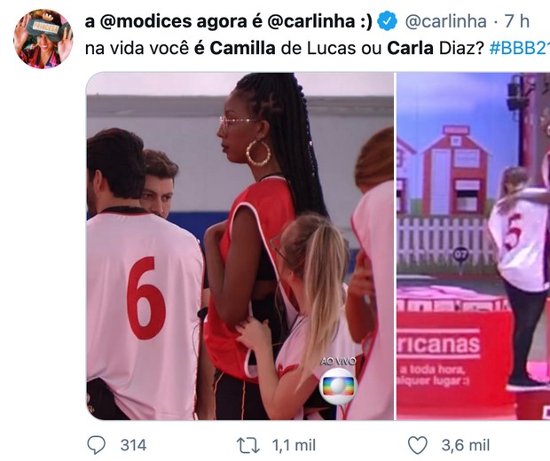 Após memes, conta oficial de Camilla de Lucas revela sua altura (Foto: reprodução/Twitter)