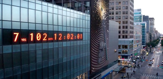 Relógio em NY mostra quanto tempo humanidade ainda tem até o "prazo de expiração" da Terra (Foto: Instagram @climateclock.world)