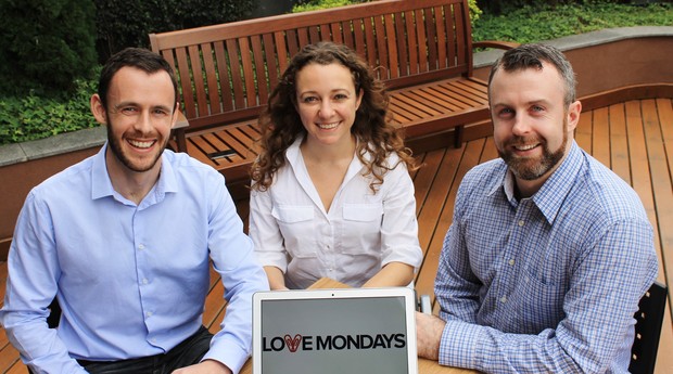 Shane O'Grady, Luciana Caletti e Dave Curran, fundadores da Love Mondays (Foto: Divulgação)