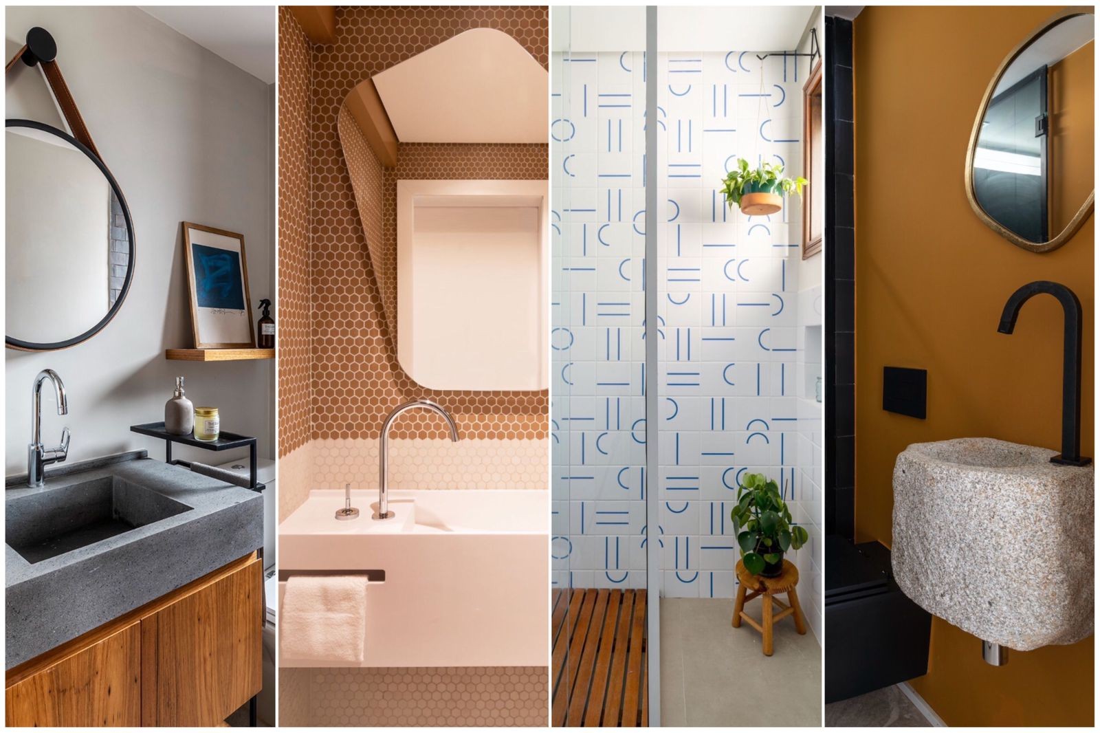 Inspire-se com oito projetos cheios de personalidade e soluções para banheiros pequenos (Foto: Divulgação | Montagem: Casa e Jardim)