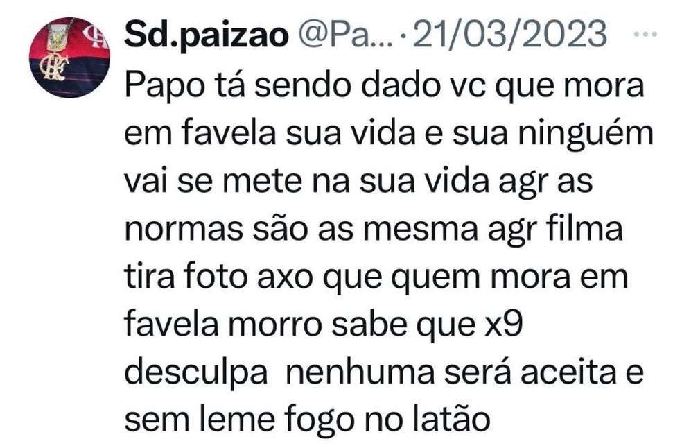 Mensagem do perfil de Sid em rede social — Foto: Reprodução