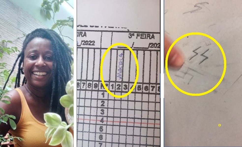 A professora de sociologia Ana Koteban foi chamada de 'macaca' na ficha de presença de alunos e depois viu símbolos nazistas numa carteira da Escola Municipal de Ensino Fundamental e Médio (EMEFM) Professor Linneu Prestes, em Santo Amaro, Zona Sul de São Paulo — Foto: Reprodução/Divulgação/Google Maps
