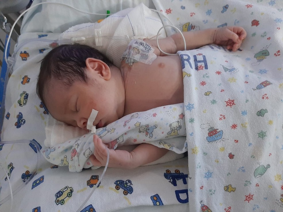 Isadora Alves, de 1 mês de vida, sofre com cardiopatia congênita e precisa de cirurgia para sobreviver — Foto: Maria das Dores