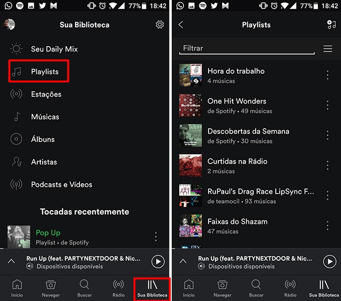 Toque na playlist do Spotify que deseja remover música (Foto: Reprodução/Elson de Souza)
