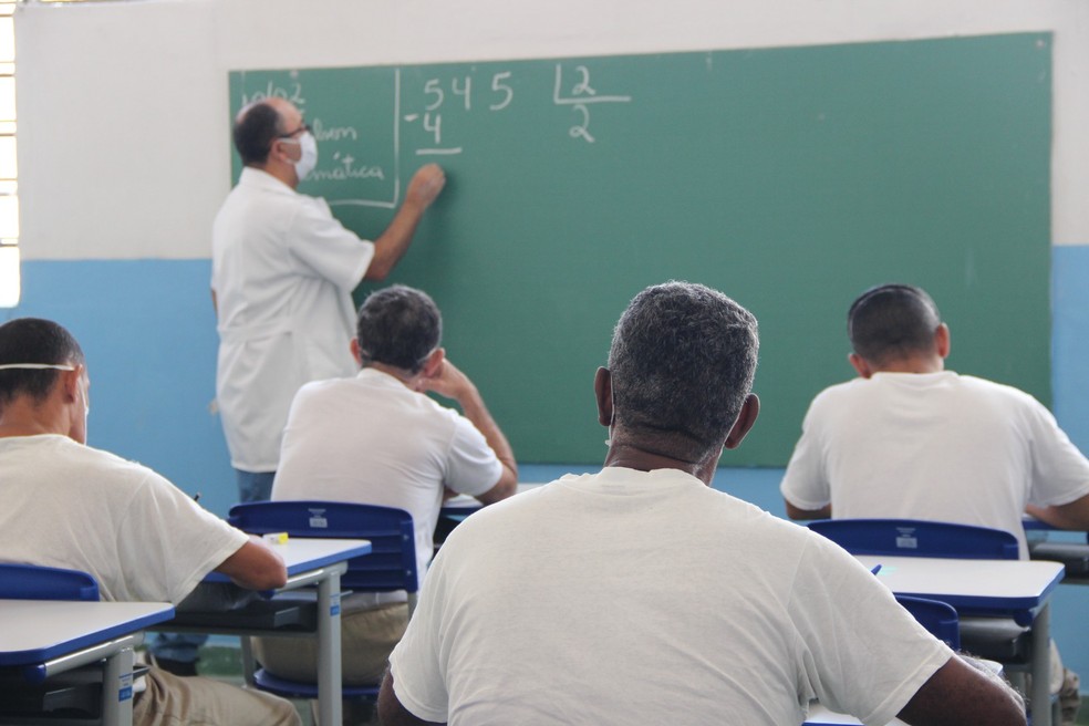 Presos de SP têm aulas em escolas anexas às penitenciárias — Foto: Divulgação/Secretaria da Administração Penitenciária do Estado de São Paulo