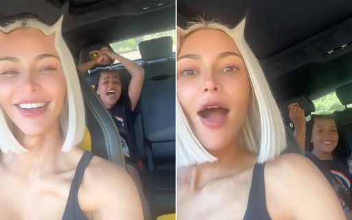 thumbnail de Kim Kardashian leva bronca da filha ao gravá-la cantando: "Apague isso!"