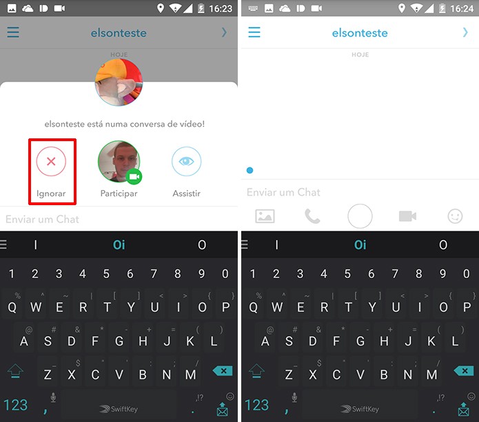 Snapchat pode ter chamada de vídeo ignorada dentro do aplicativo (Foto: Reprodução/Elson de Souza)