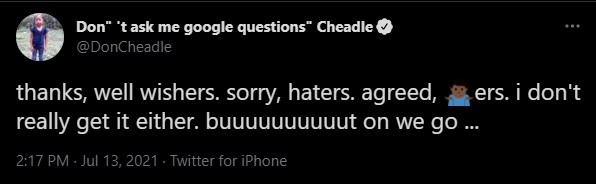 Don Cheadle brincou sobre a indicação no twitter (Foto: Reprodução / Twitter)