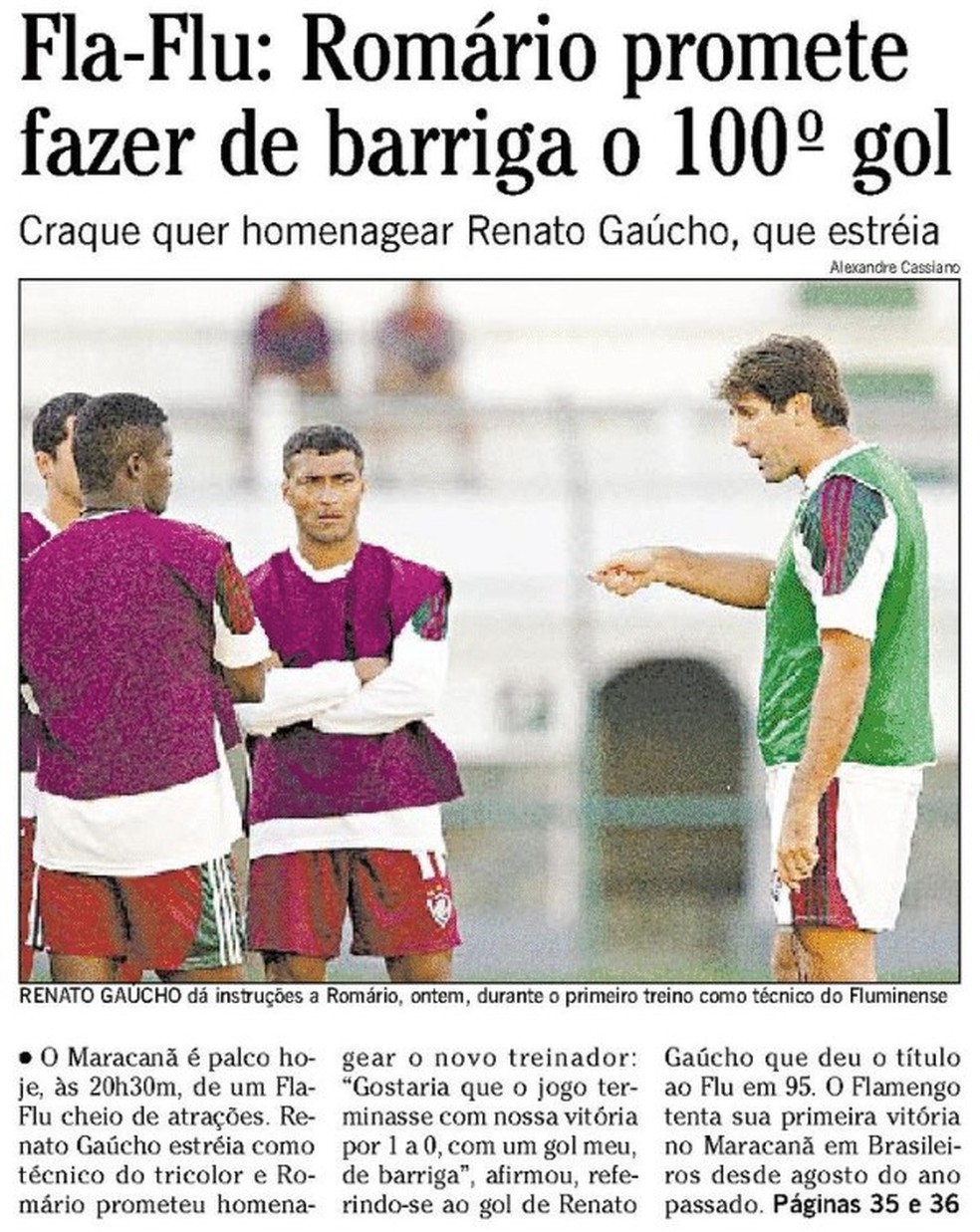 Romário foi capa de "O Globo" dia 4 de setembro, quando o Flamengo o rival goleou por 5 a 2 — Foto: Acervo o Globo