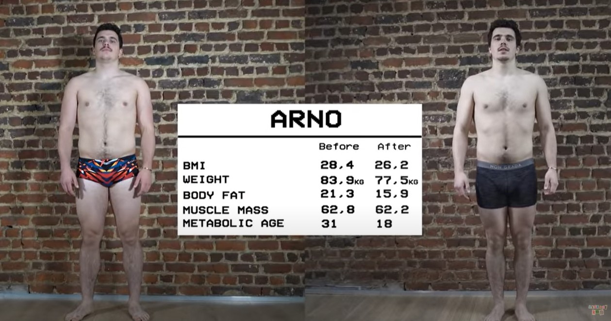 Arno mostra resultados do treino de Van Damme (Foto: Reprodução/Youtube)