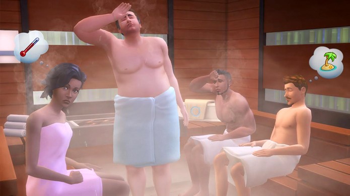 Leve seus Sims para relaxar em uma sauna no pacote de jogo Dia de Spa de The Sims 4 (Foto: Divulga??o)