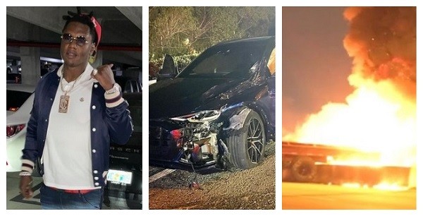 Registros do acidente de carro envolvendo o rapper Tafia (Foto: Instagram/Reprodução)