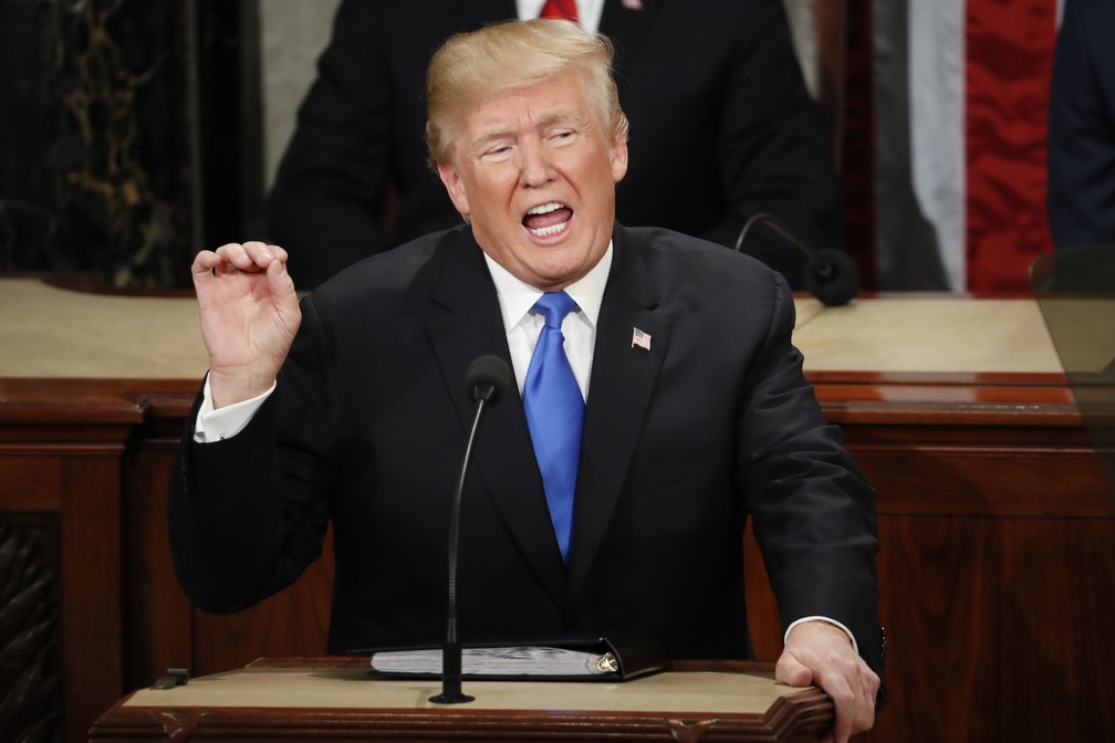 Trump fez na noite desta terça-feira (30) seu primeiro discurso do Estado da União (Foto: AP Photo/Pablo Martinez Monsivais)