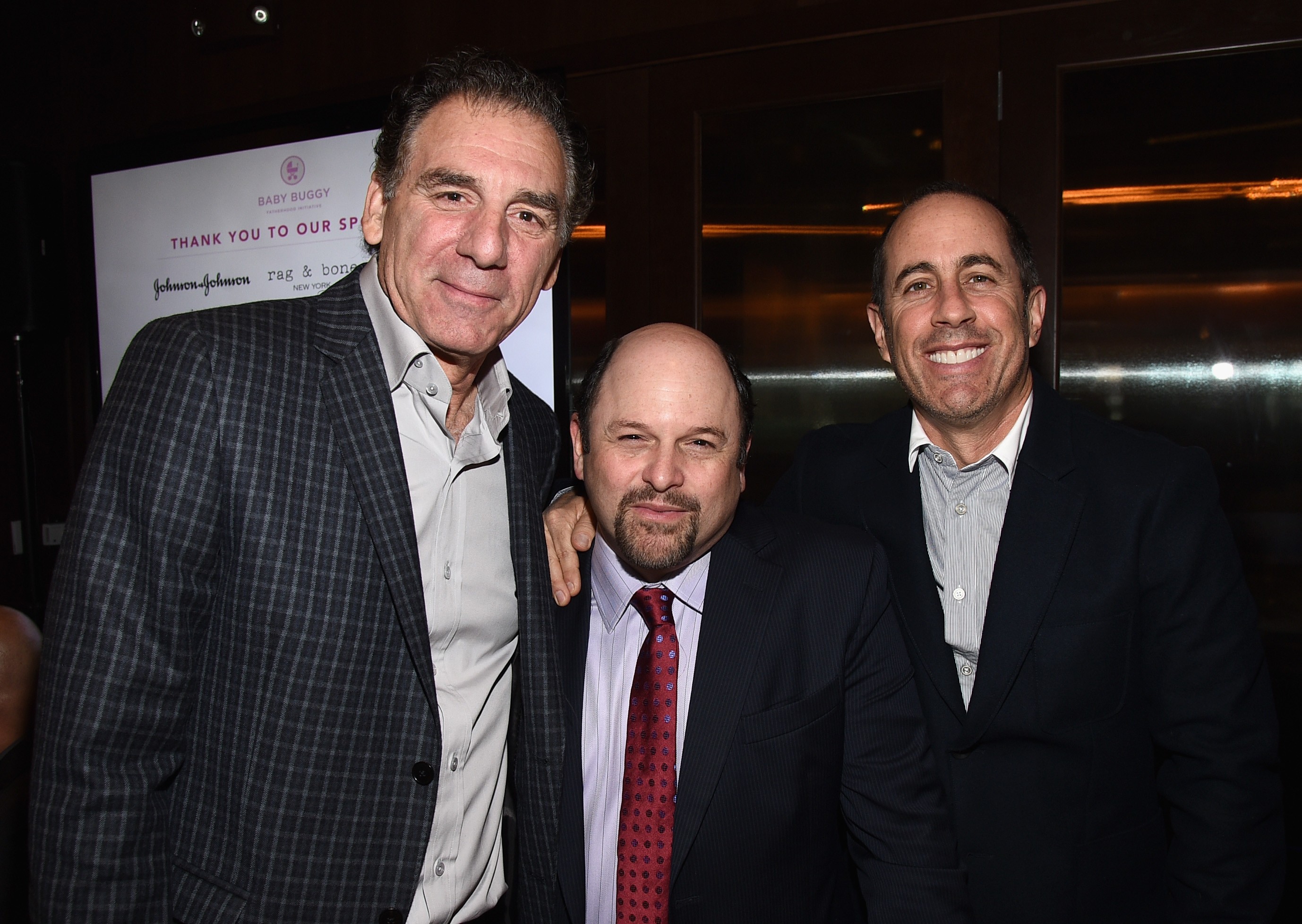 Jerry Seinfeld, Jason Alexander e Michael Richards em reunião do elenco de 'Seinfeld' (Foto: Getty Images)