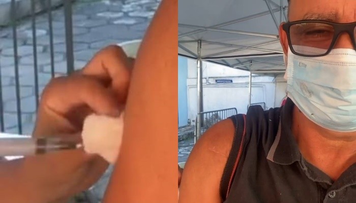 Fabrício Queiroz recebe vacina: ele é policial militar reformado
