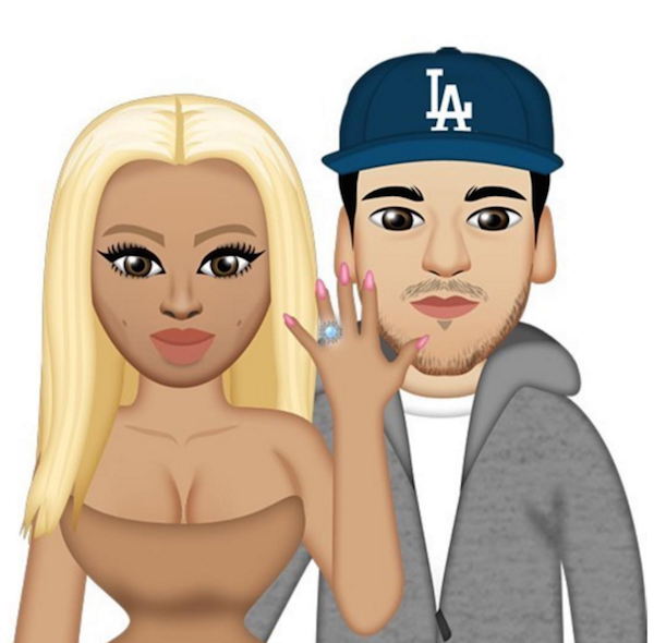 Blac Chyna anunciou seu noivado em ilustração com a aliança ao lado de Rob Kardashian (Foto: Instagram)
