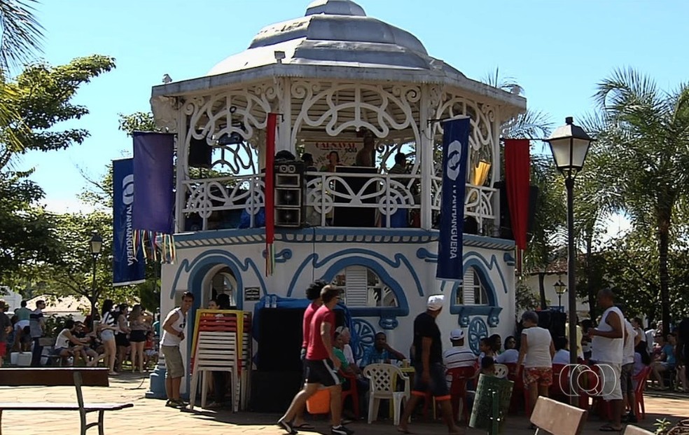 Praça do Coreto, na cidade de Goiás — Foto: Reprodução/TV Anhanguera