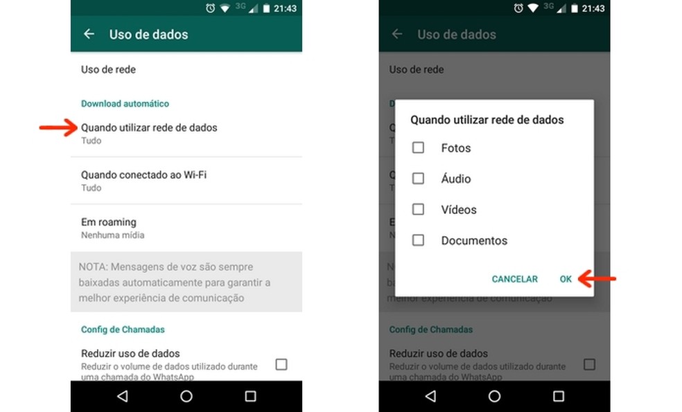 Download de todas as mídias do WhatsApp desativado na rede de dados  — Foto: Reprodução/Raquel Freire