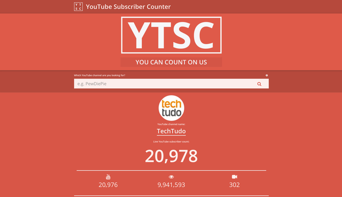 Site YTSC mostra contador de inscritos no canal do YouTube em tempo real (Foto: Reprodução/Barbara Mannara)