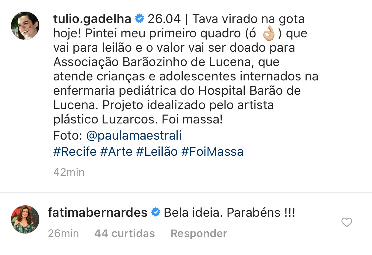 TÃºlio Gadelha pinta quadro (Foto: reproduÃ§Ã£o/Instagram)