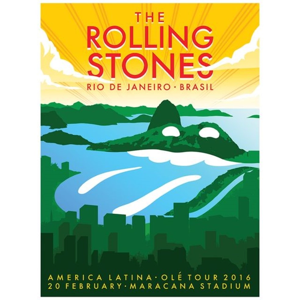 Cartaz promocional da visita dos Rolling Stones ao Rio, em 2016 — Foto: Divulgação via BBC