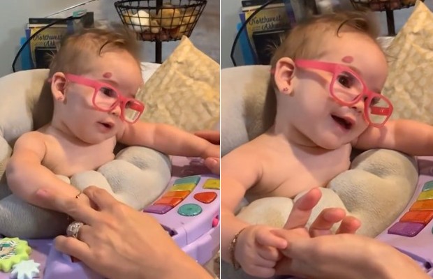 Família registra momento em que bebê enxerga pela 1ª vez desde que perdeu a visão (Foto: reprodução/instagram)