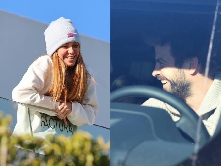 Shakira interage com fãs usando moletom com trecho de nova música, enquanto Piqué chega sorridente à casa da ex-mulher junto ao filho aniversariante