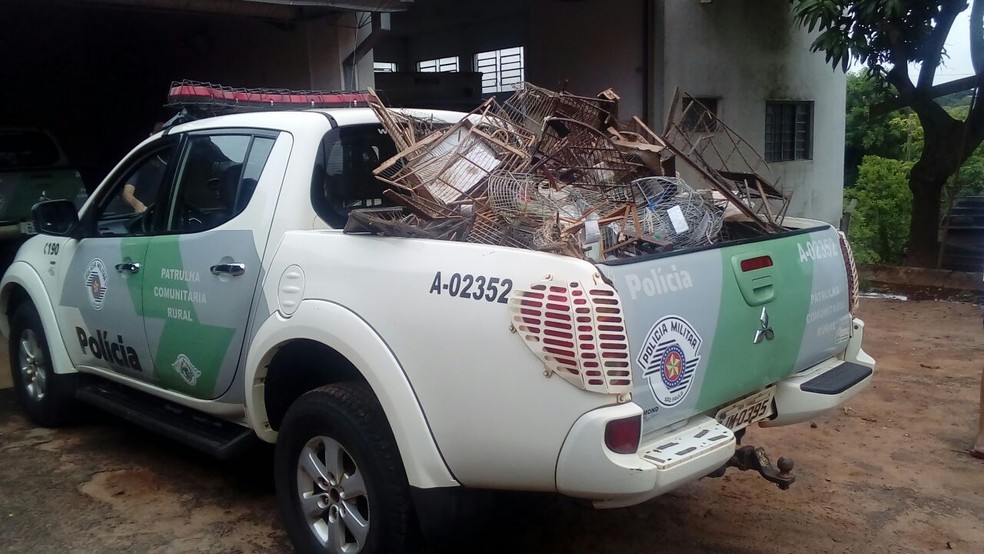Gaiolas destruídas foram levadas ao lixão de Presidente Prudente (Foto: Cedida/Polícia Militar Ambiental)