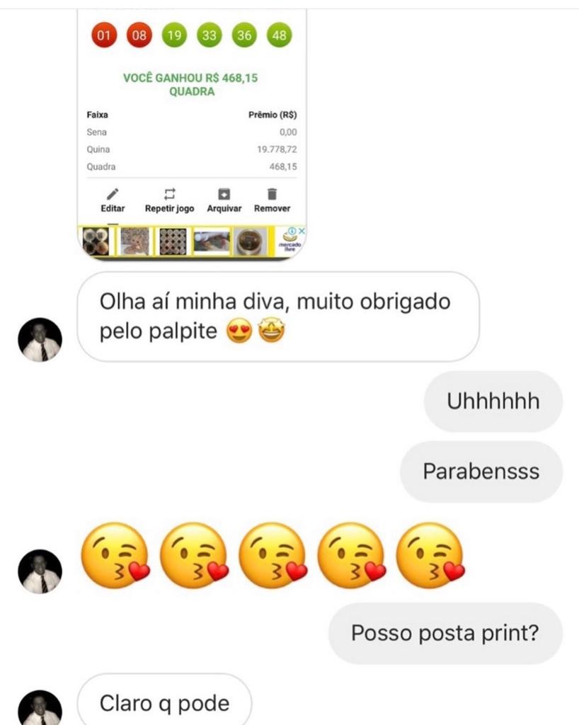 Paulinha Leite mostra prints de internautas que apostaram em números sugeridos por ela (Foto: Reprodução/Instagram)