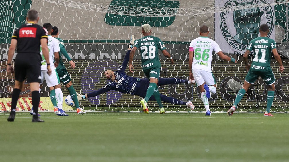 Weverton durante a partida entre Palmeiras e Juventude — Foto: Cesar Greco