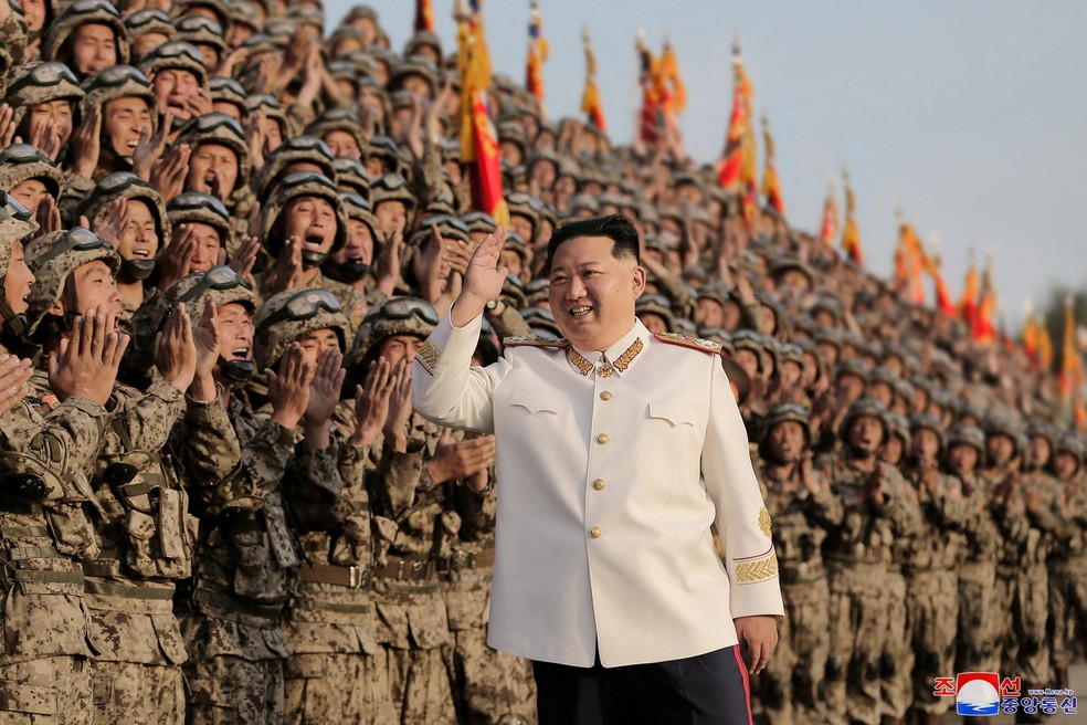 Kim Jong Un, líder norte coreano durante evento em Pyongyang — Foto: KCNA via REUTERS