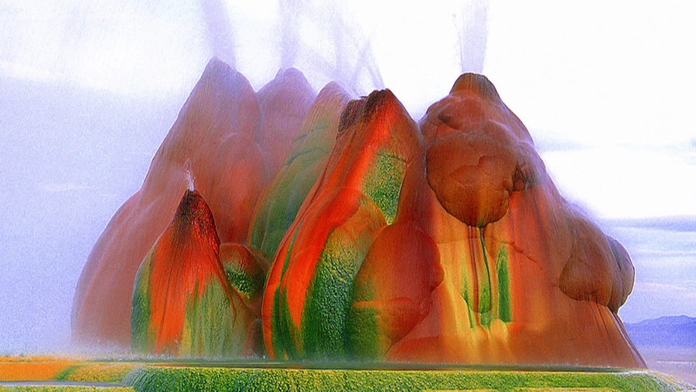 Fly Geyser, em Nevada, Estados Unidos (Foto: BBC)
