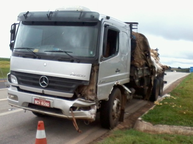 Motorista do caminhão teria feito ultrapassagem em local proibido. (Foto: Giliardy Freitas / TV TEM)