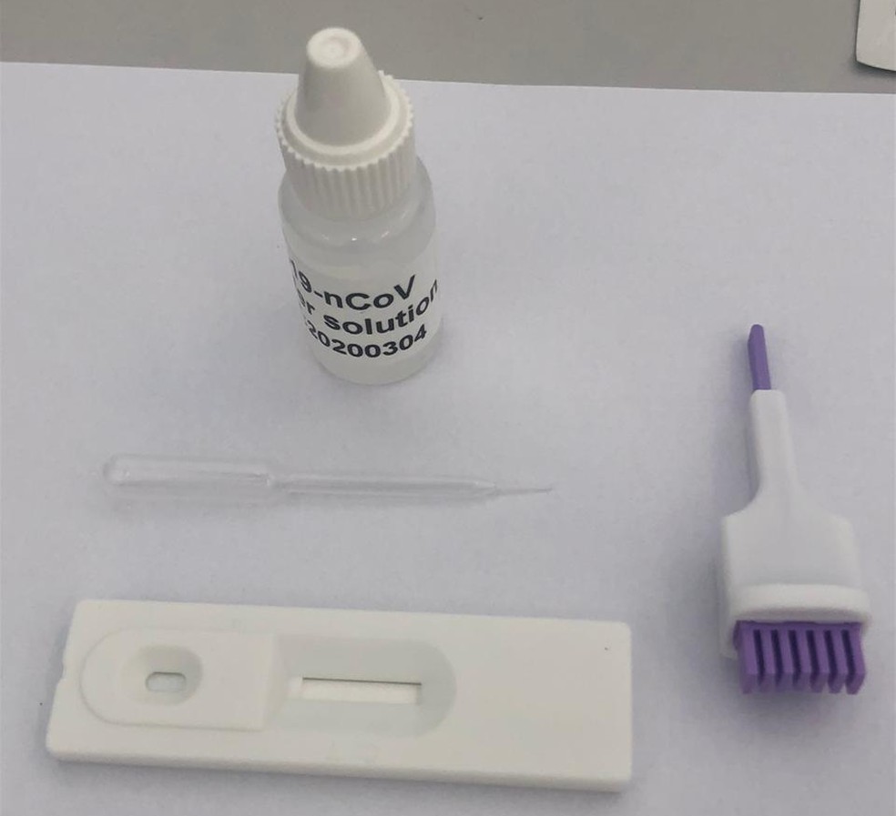 Materiais para testes rápidos para diagnosticar o coronavírus — Foto: Divulgação/Prefeitura de São Vicente