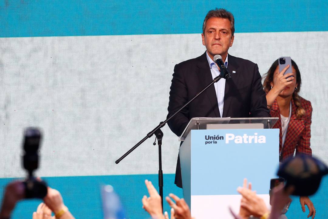 Sergio Massa durante discurso em 22 de outubro de 2023