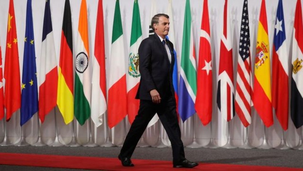 Bolsonaro no G20 em 2019: presidente se queixou de ter sido ignorado por Biden no encontro &mdash; Foto: AFP/via BBC