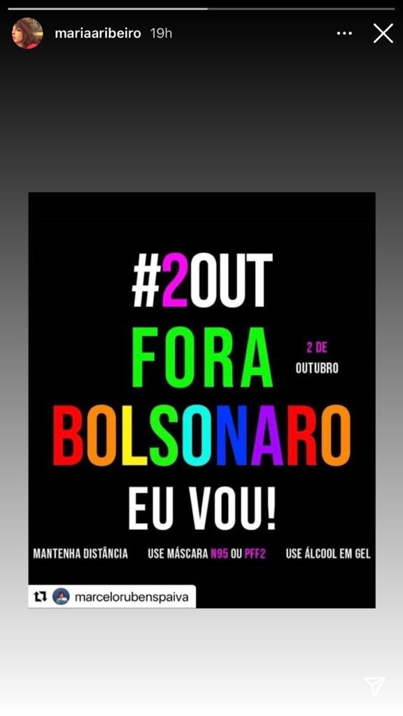 Maria Ribeiro se posiciona contra Bolsonaro (Foto: Reprodução/Instagram)