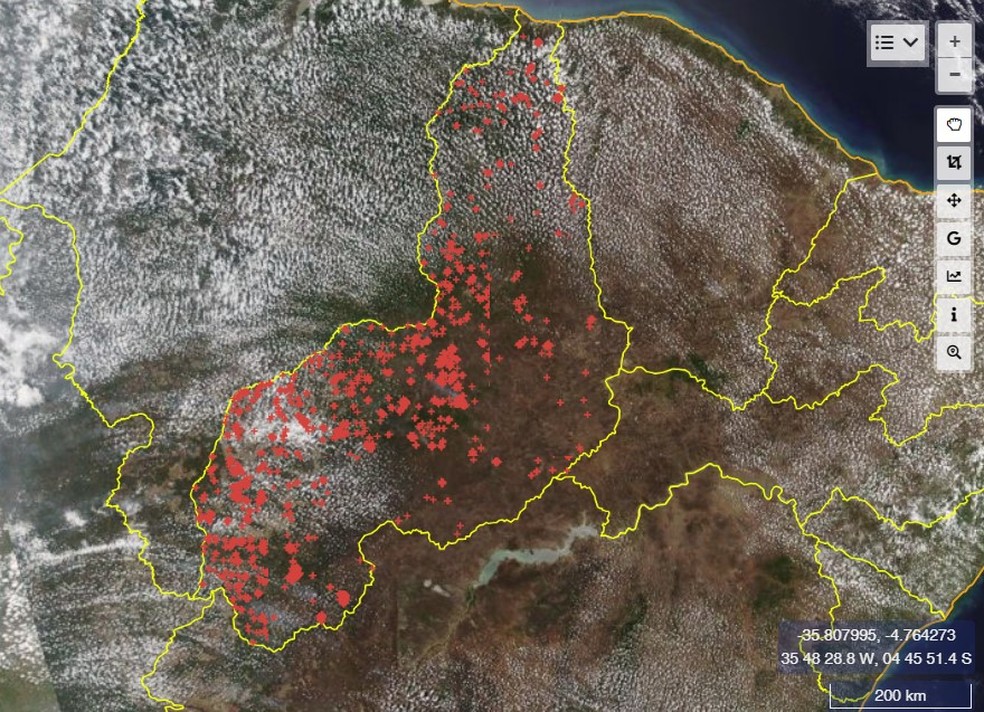 Piauí registra segundo maior número de queimadas do Brasil em outubro, segundo Inpe — Foto: Inpe