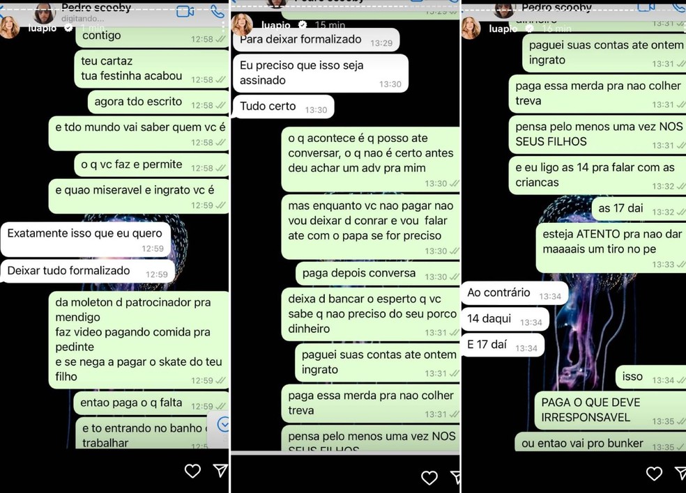 Luana Piovani expõe conversa com Pedro Scooby — Foto: Reprodução/Instagram
