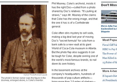 Foto apresentada no Wall Street Journal como sendo a do verdadeiro inventor da Coca-Cola (Foto: Reprodução)