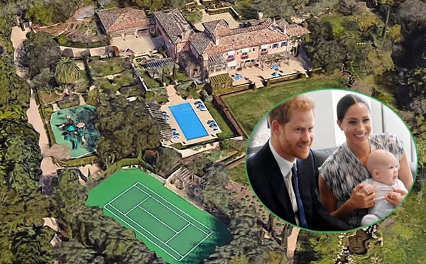 Meghan Markle e o Príncipe Harry / Propriedade em Santa Barbara, Califórnia (Foto: Getty Images / Google Maps)