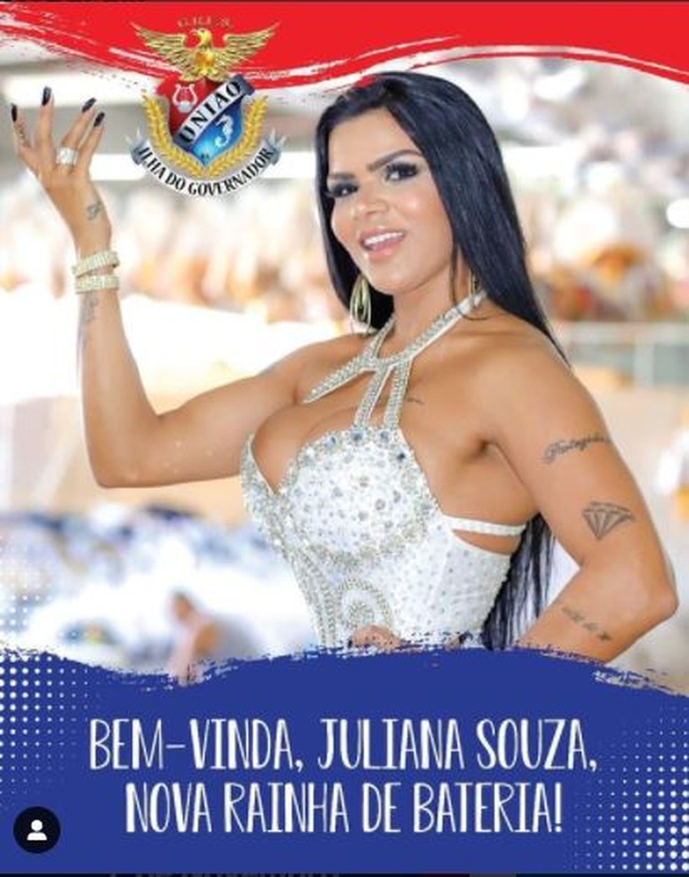 Juliana Souza, a nova rainha de bateria da Ilha  — Foto: Reprodução/Redes sociais