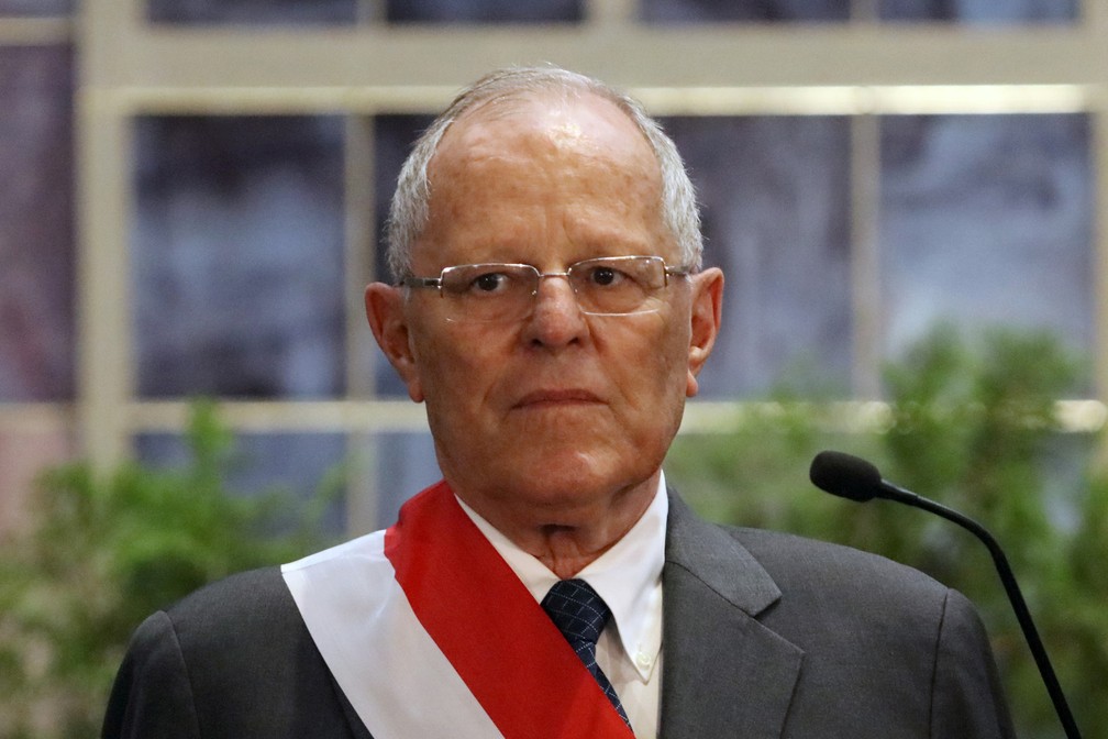 O presidente do Peru Pedro Pablo Kuczynski durante uma cerimônia no palácio governamental em Lima em 2018 — Foto: Guadalupe Pardo/Reuters
