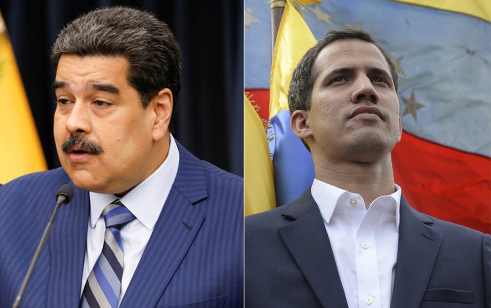 Maduro e GuaidÃ³ â€” Foto: Federico Parra/ AFP 