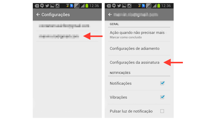 Acessando as configura??es de assinatura do Inbox for Gmail para Android (Foto: Reprodu??o/Marvin Costa)