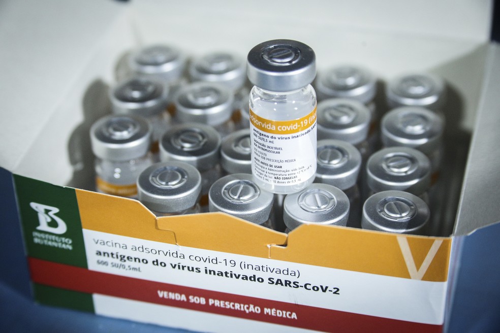 Doses da vacina CoronaVac em estoque no Distrito Federal  — Foto: Breno Esaki/Agência Saúde DF