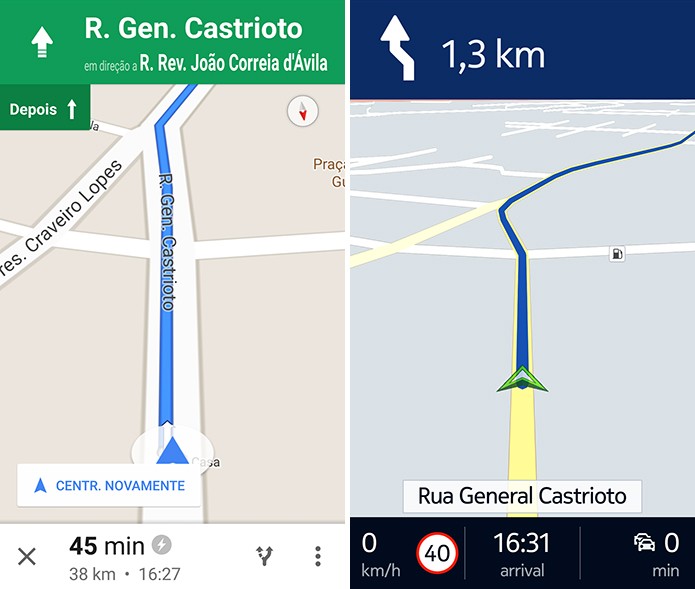 Google Maps e Here Maps são capazes de mostrar navegação com orientação de voz (Foto: Reprodução/Elson de Souza)