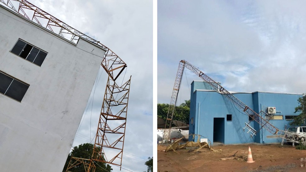 Torres destruídas pelo forte vento. — Foto: Reprodução/RedesSociais
