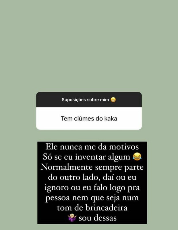 Carol Dias responde fãs sobre relação com Kaká (Foto: Reprodução/Instagram)