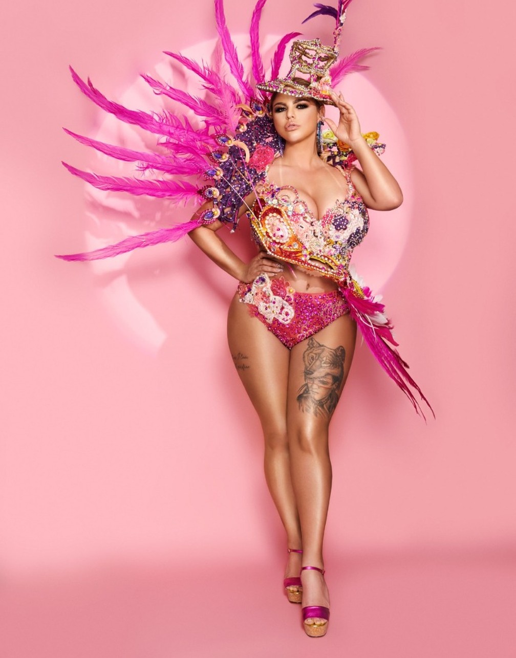 Lu Duarte fará sua estreia no carnaval de SP como Imperatriz de Bateria da Acadêmicos do Tatuapé. — Foto: Divulgação/Michael Sheller/CO Assessoria 